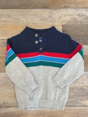 Andy & Evan Navy, Gray, Red, Blue & Green Color-block Crewneck Sweater